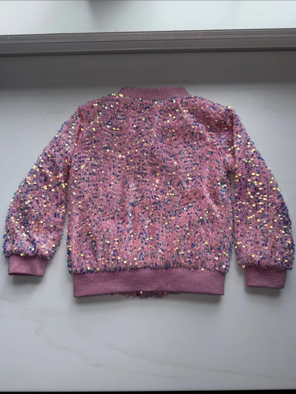 Lola + The Boys Pink Sequin Star Zip Jacket